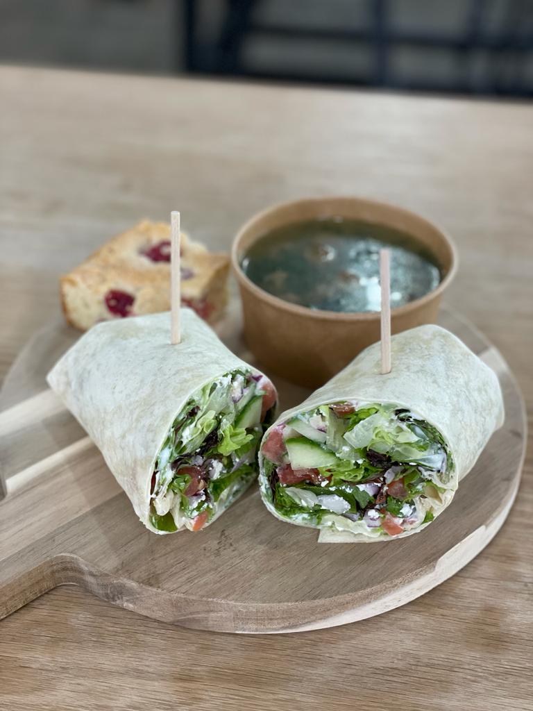 Veggie Wrap with a soup from Fora Norwich's New Cafe